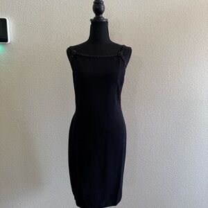 Beaded Vintage st john by marie gray knit black dress size 6